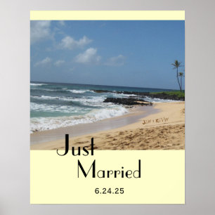 Nur heiraten Namen in Sand Poster