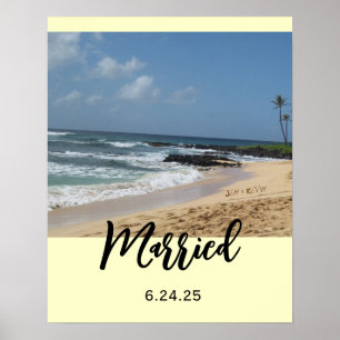 Nur heiraten Namen in Sand Poster