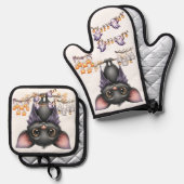 Nur herumhängend, Fledermäuse Ofenhandschuh & Topflappen-Set (Vorderseite/Rückseite)