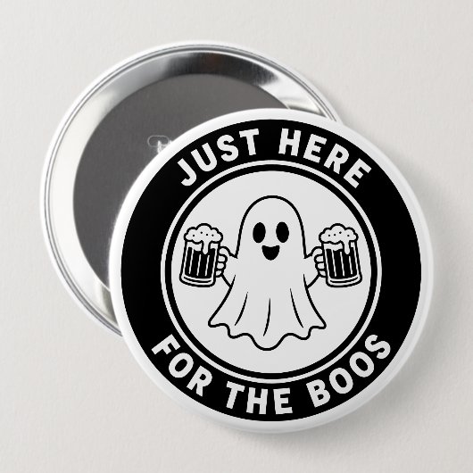 Nur Hier Für Das Buhen Lustiger Geist Halloween Button (Vorne & Hinten)