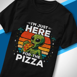 Nur hier für das Retro-Weltraum-Pizza-Fun-Alien T-Shirt