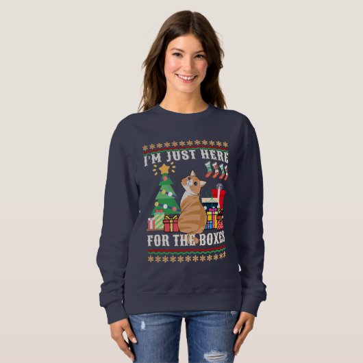 Nur hier für die Boxen Weihnachtskatze Sweatshirt (Vorne ganz)