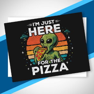 Nur hier für die Retro-Weltraum-Pizza lustiger Ali Feiertagspostkarte