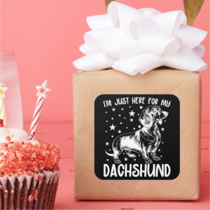 Nur hier für meine Dackel Hund Lover Coolen Geburt Quadratischer Aufkleber