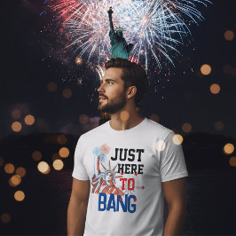 Nur hier, um Lady Liberty Feuerwerk Grafik T-Shirt