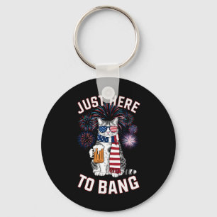 Nur hier, um USA-Flagge-Bier-Katzenliebhaber am 4. Schlüsselanhänger