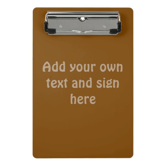 Nur Hintergrundfarbe - braun + Ihre Ideen Mini Klemmbrett (Vorderseite)