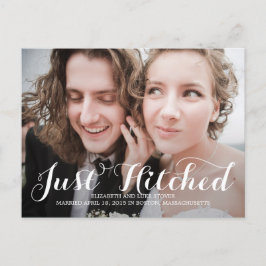 Nur Hitched Wedements - White Ankündigungspostkarte