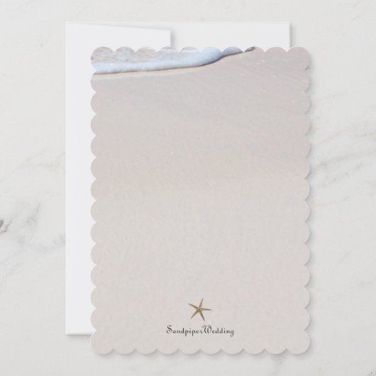 Nur Hochzeitsempfang am Ocean Beach Starfish Einladung (Rückseite)