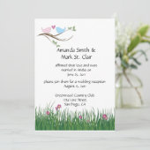 Nur Hochzeitsempfang in Rosa und Blau Einladung (Stehend Vorderseite)