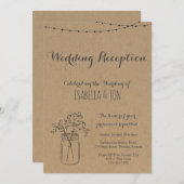 Nur Hochzeitsempfang | Rustikales Kraftpapier Einladung (Vorne/Hinten)