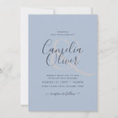 Nur Hochzeitsstift für modernen, blauen, einfarbig Einladung (Vorderseite)