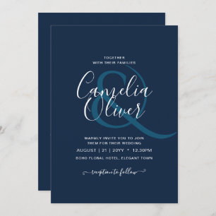 Nur Hochzeitsstift für modernen, blauen, einfarbig Einladung