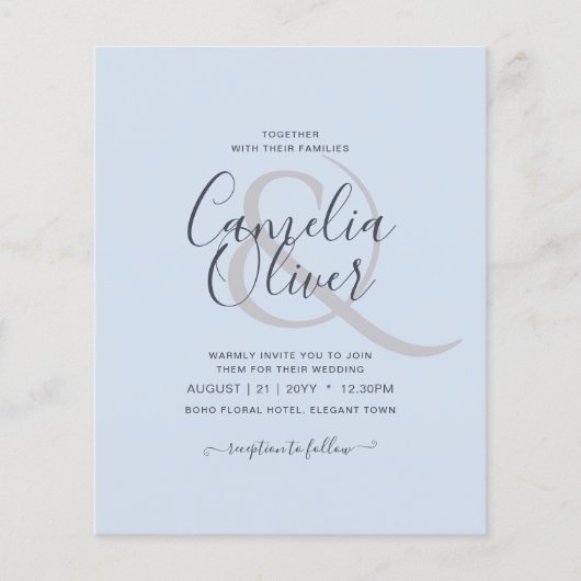 Nur Hochzeitsstift für modernen, blauen, einfarbig Flyer (Vorne)