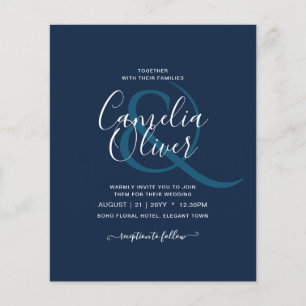 Nur Hochzeitsstift für modernen, blauen, einfarbig Flyer