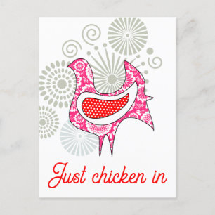 Nur Huhn in Cute Funny Pink Red Vintage Henne Postkarte