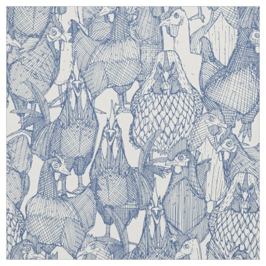 nur Hühner klassische blaue Perle Stoff (Muster)