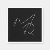 Nur Initialen... Simple Thin Monogram B&W Serviette (Vorderseite)