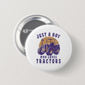 Nur Junge, der Lieben Traktoren Farm Trucks Button (Vorne & Hinten)
