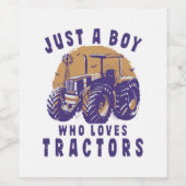 Nur Junge, der Lieben Traktoren Farm Trucks Weinetikett (Einzelnes Label)