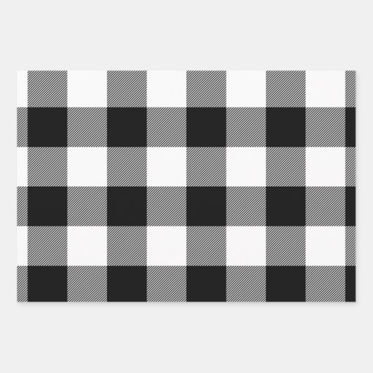 Nur Karierte Weihnachten in Weiß und Schwarz Buffa Geschenkpapier Set (Vorderseite)