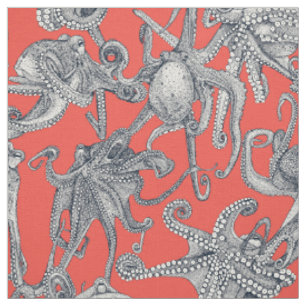 nur Kraken Indigo Rot Stoff