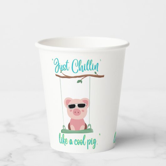 Nur Kühlung - Zitat von Schweinen Pappbecher (Vorderseite)
