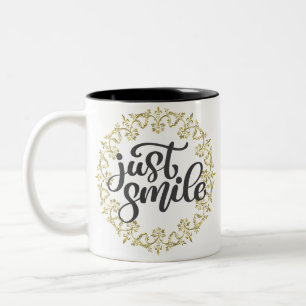Nur lächeln zweifarbige tasse