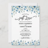 Nur Liebe! Blue Boho Chic Wildblumen Hochzeit Einladung (Vorderseite)