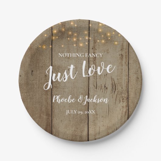 Nur Liebe Country Glam Rustikale Hochzeit Pappteller (Vorderseite)