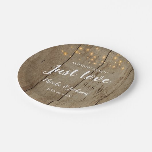 Nur Liebe Country Glam Rustikale Hochzeit Pappteller (Schrägansicht)