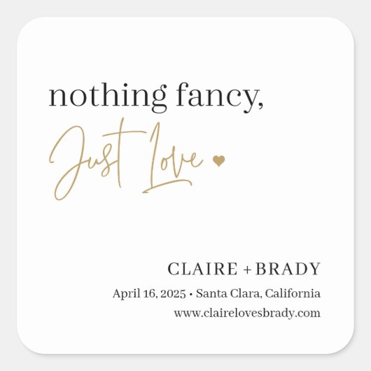 Nur Liebe EDITABLE FARBEN Hochzeitskleber Quadratischer Aufkleber (Vorderseite)