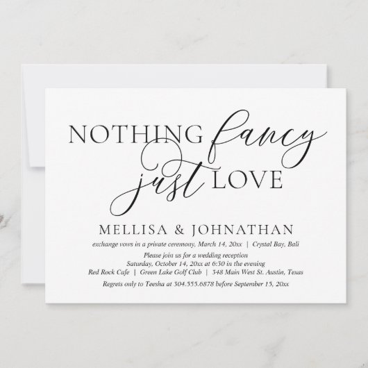 Nur Liebe, einfaches Hochzeitsfeier-Party Einladung (Vorderseite)