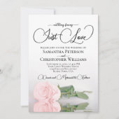 Nur Liebe Elegant Blush Pink Rose QR Code Hochzeit Einladung (Vorderseite)