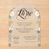 Nur Liebe Elegante Blumenstrauß-Hochzeit Acryleinladungen (Vorderseite)