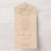 Nur Liebe Elegante Script Soft Peach Hochzeit All In One Einladung (Innen Boden)