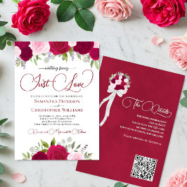 Nur Liebe Hot Pink & Blush Rose QR Code Hochzeit Einladung