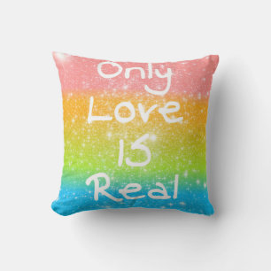 Nur Liebe ist Echt Pastel Regenbogen Sterne Kissen