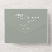 Nur Liebe Moderne QR-Code Sage Green Wedding All In One Einladung (Rückseite)