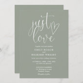 Nur Liebe Moderne QR-Code Sage Green Wedding Einladung (Vorne/Hinten)