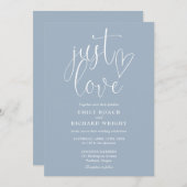 Nur Liebe Moderner QR Code Dusty Blue Wedding Einladung (Vorne/Hinten)