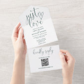 Nur Liebe Moderner QR-Code Smaragdgrüne Hochzeit All In One Einladung (Abreißen)