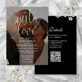 Nur Liebe Modernes Foto QR Code Hochzeit Einladung