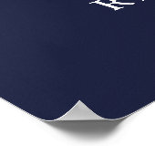 Nur Liebe Navy Blue Wedding Begrüßungszeichen Poster (Ecke)