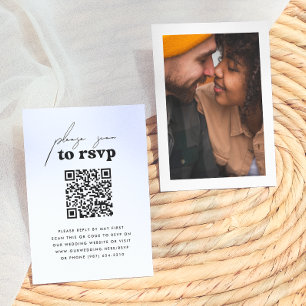 Nur Liebe Retro Groovy Foto QR Code Wedding RSVP Begleitkarte