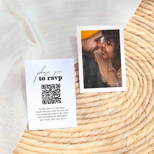 Nur Liebe Retro Groovy Foto QR Code Wedding RSVP Begleitkarte