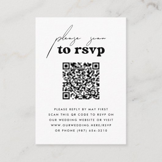 Nur Liebe Retro Groovy Foto QR Code Wedding RSVP Begleitkarte (Vorderseite)