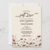 Nur Liebe! Rustic Boho Chic Wildblumen Hochzeit Einladung (Vorderseite)