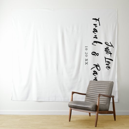 Nur Liebe schlichter, weißer, schwarzer Hochzeitsw Wandteppich (Beispiel (Horizontal))