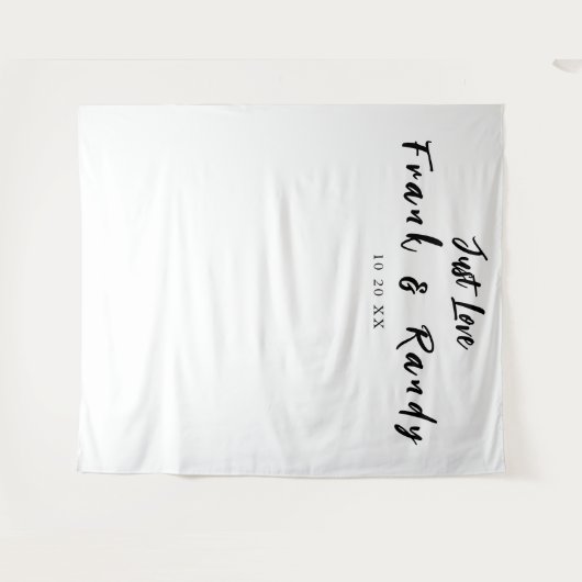 Nur Liebe schlichter, weißer, schwarzer Hochzeitsw Wandteppich (Vorderseite (Horizontal))